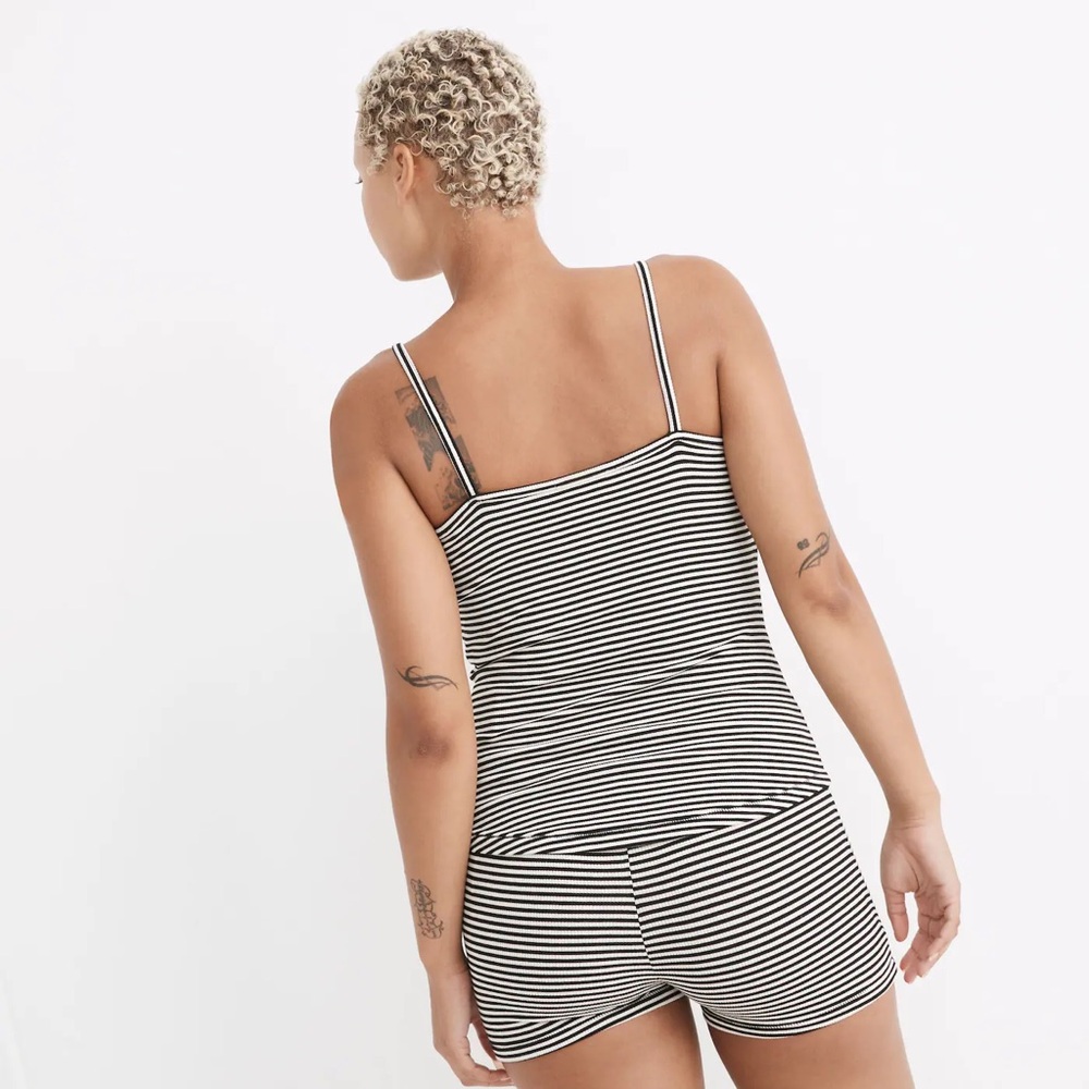 Madewell Black/White Striped Ribbed Pajama Tank Top size XS EUC - Picture 4 of 10